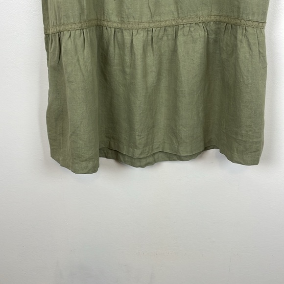 Lucky Brand Linen Sleeveless Pullover Tiered Lace V Neck Sage Green Womens L - Picture 2 of 9